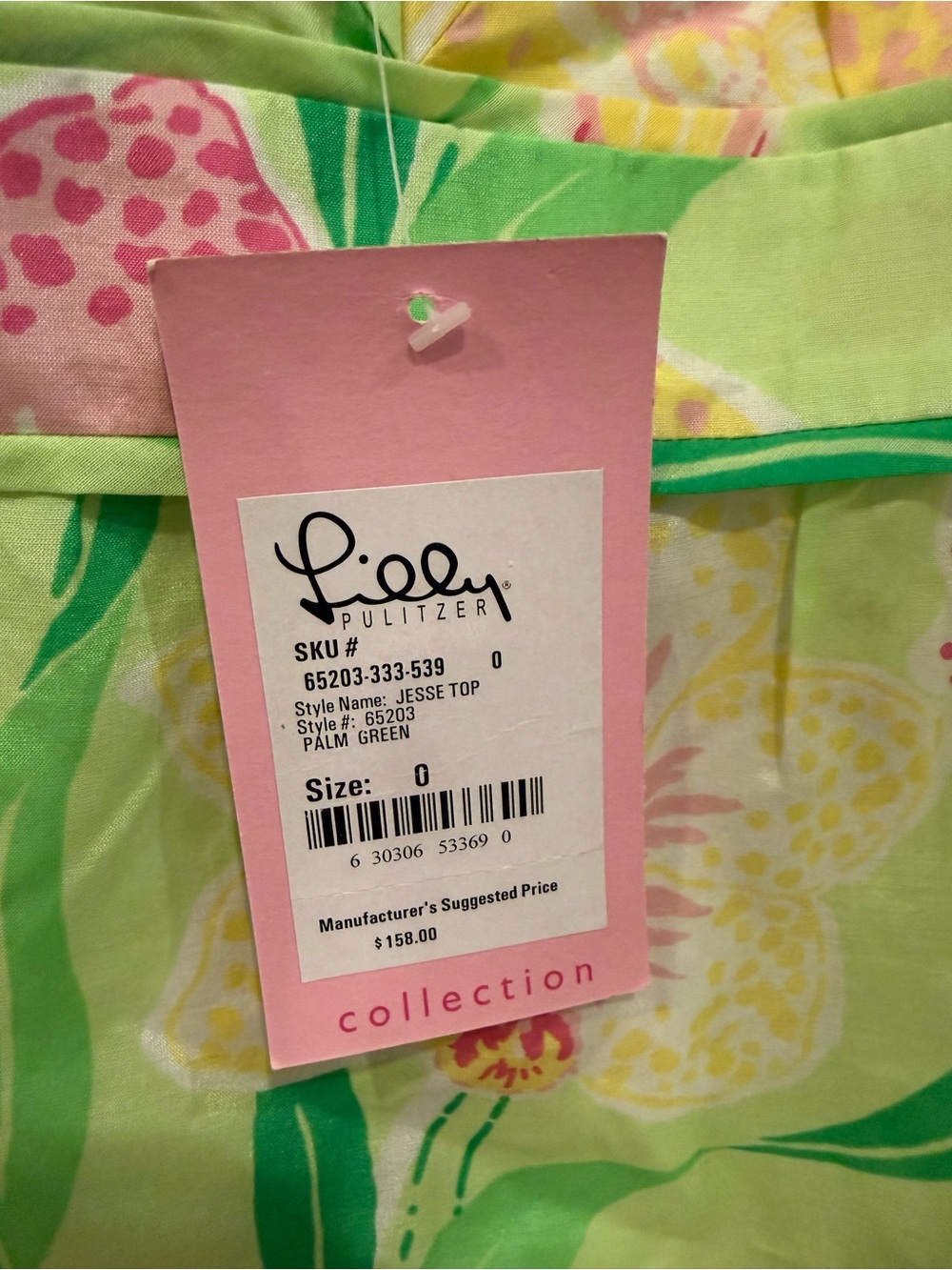 NWT Vintage Lilly Pulitzer Cotton & Silk Green Floral V-Neck Tank - Picture 4 of 5
